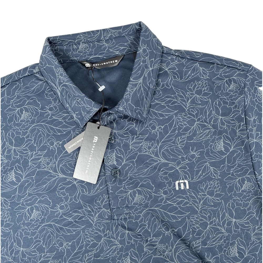 New Mens Travis Mathew Monstera SS Floral Pattern Golf Polo Shirt Size L NWT